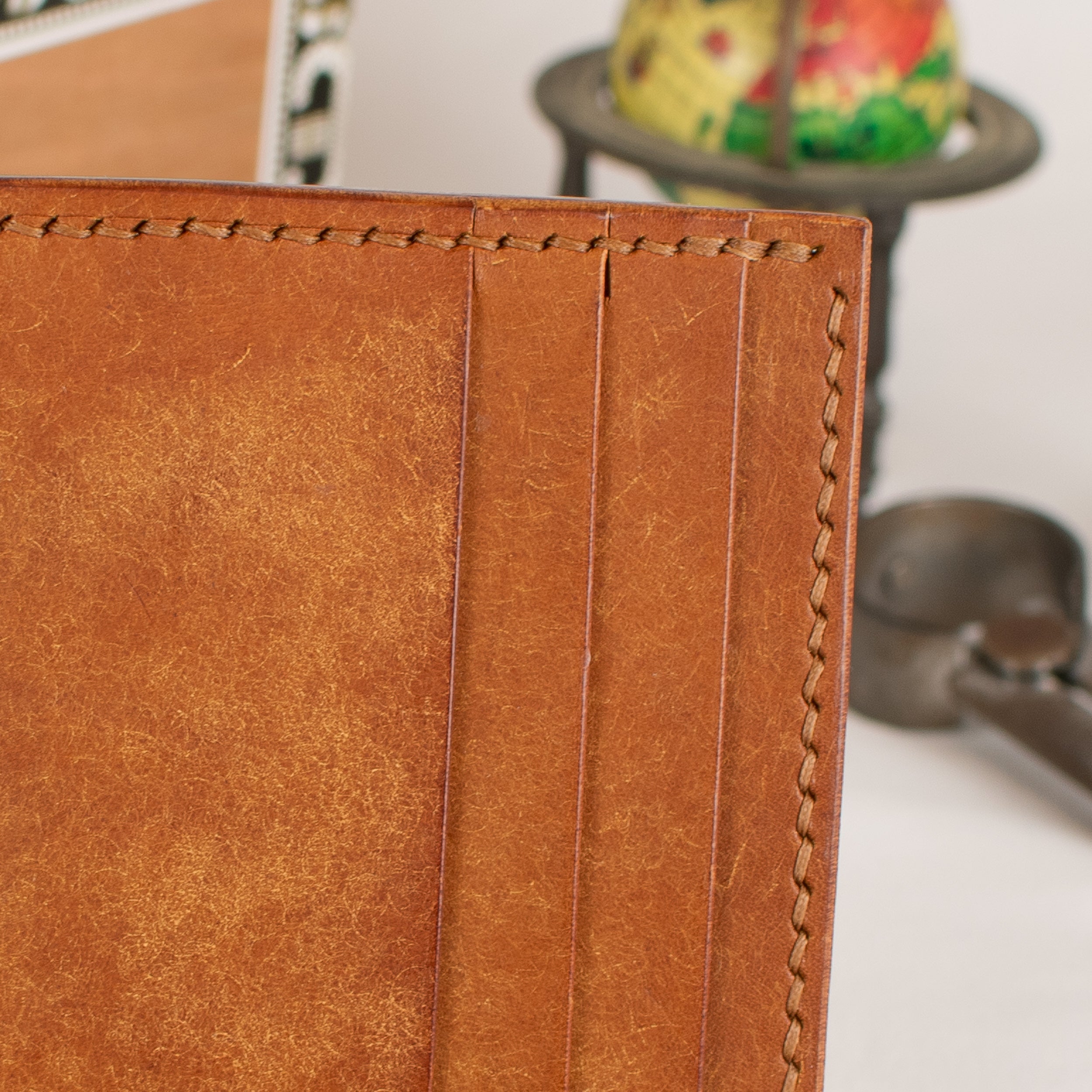 Bifold Wallet - Cognac Brown - Brown Thread