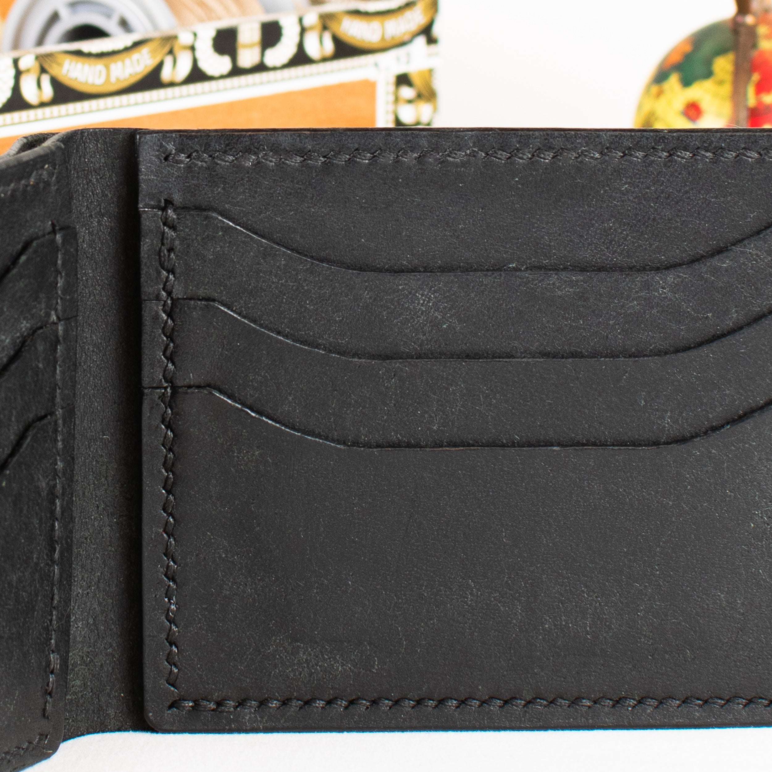 Bifold Wallet - Black - Black Thread