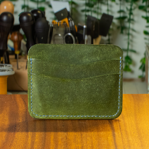 Dogwood Cardholder - Olive Pueblo - Sapphire Blue Thread