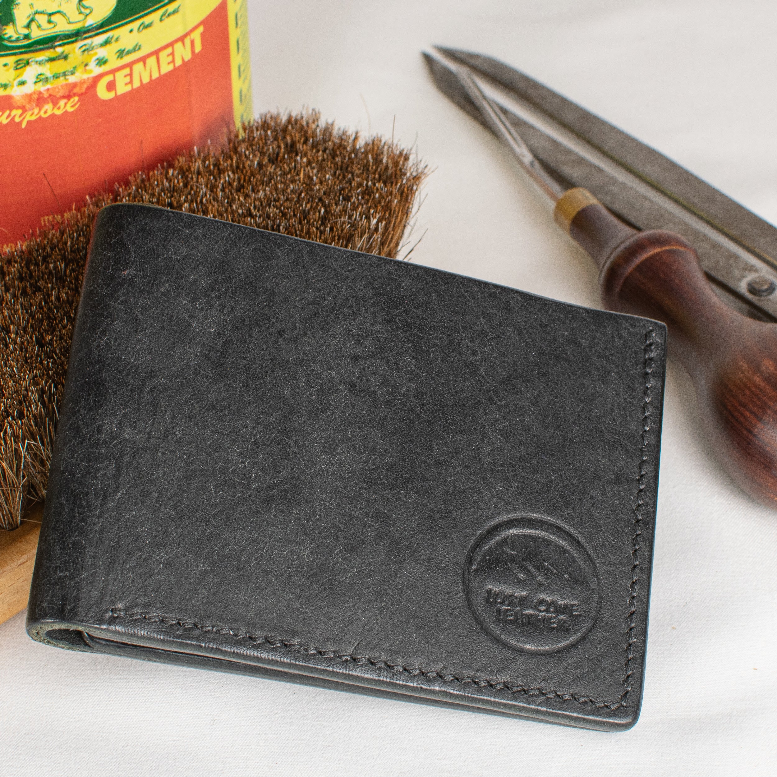 Bifold Wallet - Black - Black Thread