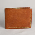 Bifold Wallet - Cognac Brown - Pea Green Thread