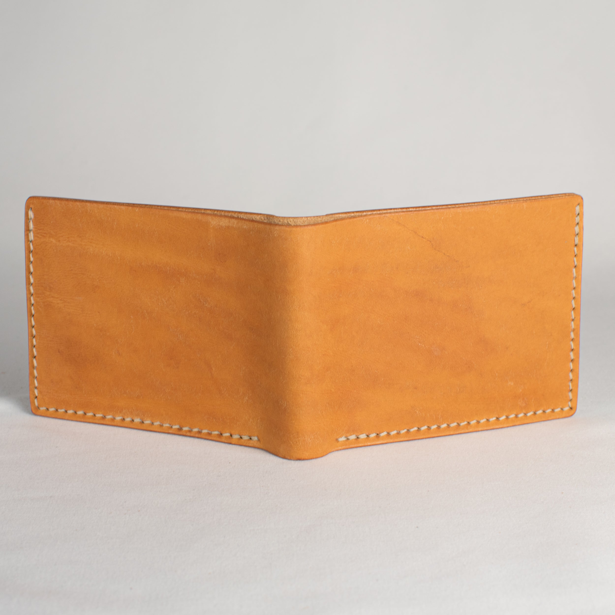 Bifold Wallet - Natural Tan - Beige Waxed Thread