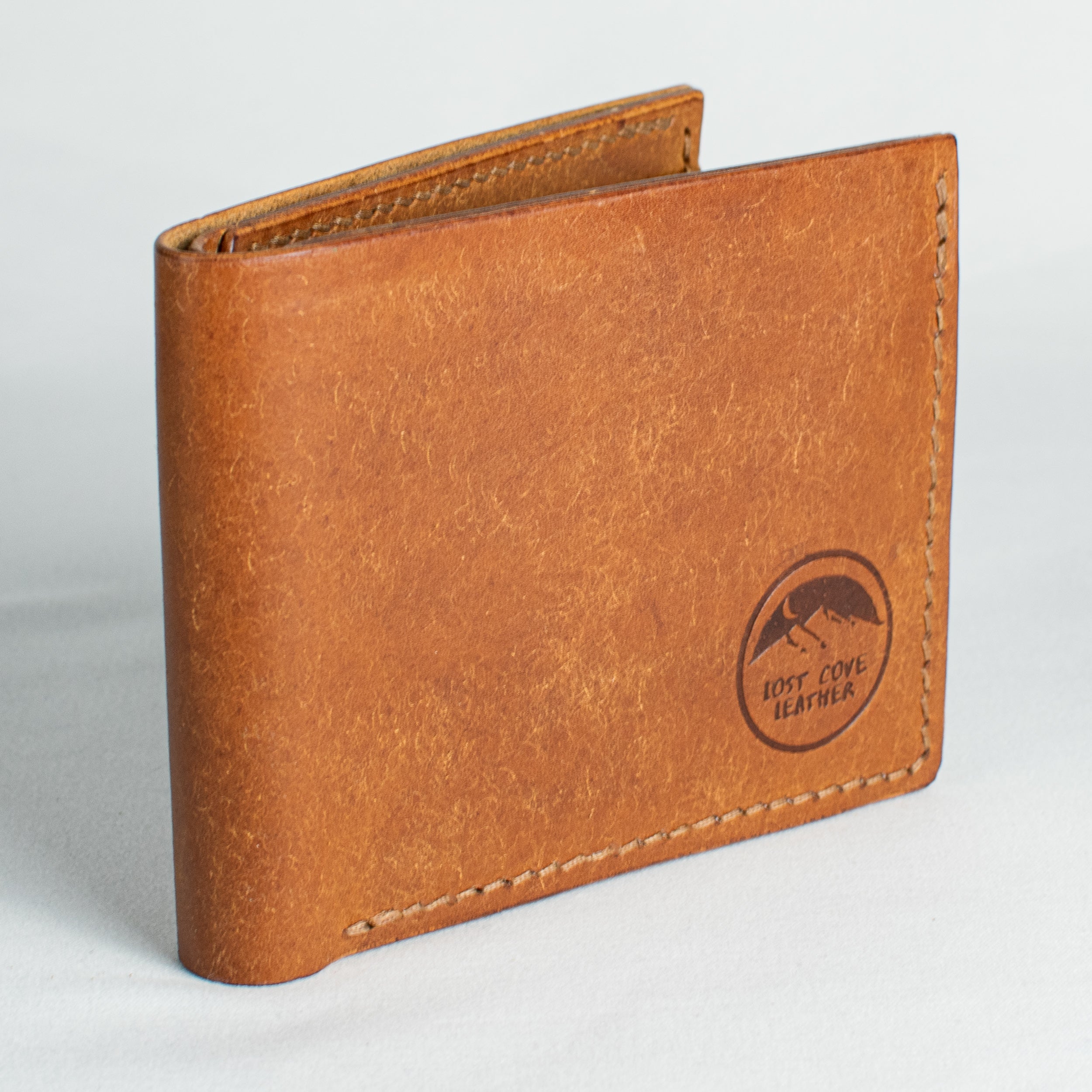 Bifold Wallet - Cognac Brown - Brown Thread