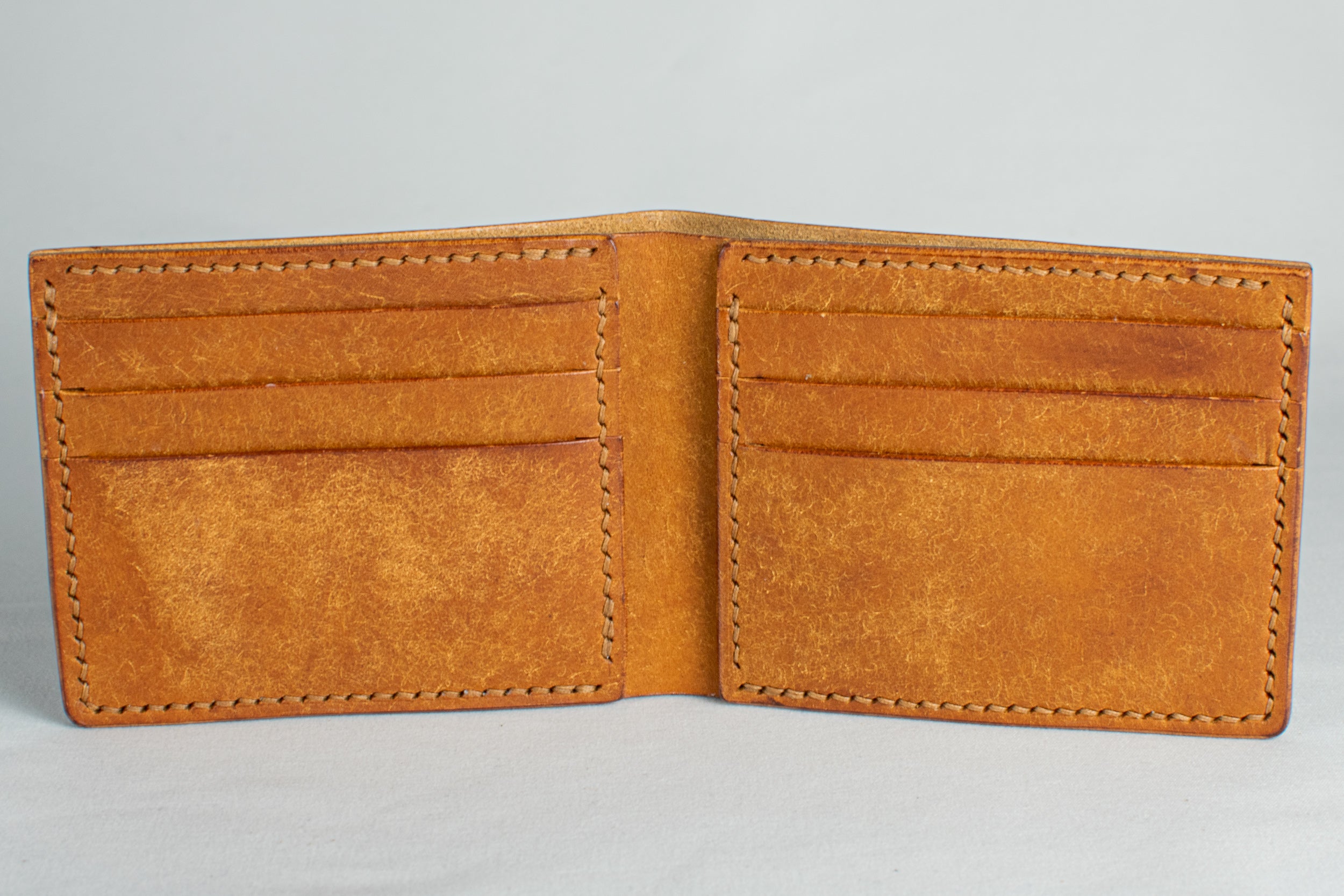 Bifold Wallet - Cognac Brown - Brown Thread