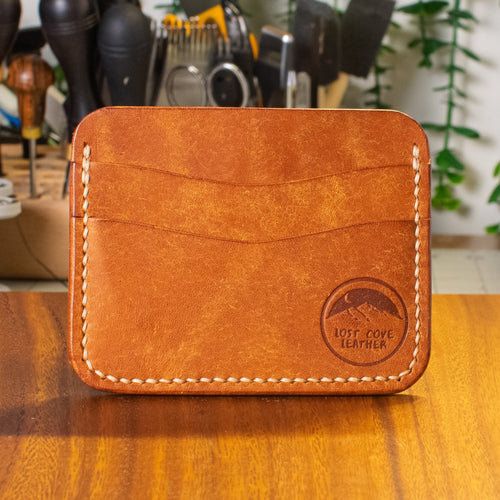 Dogwood Cardholder - Cognac Pueblo - Cream Thread - Lost Cove Leather
