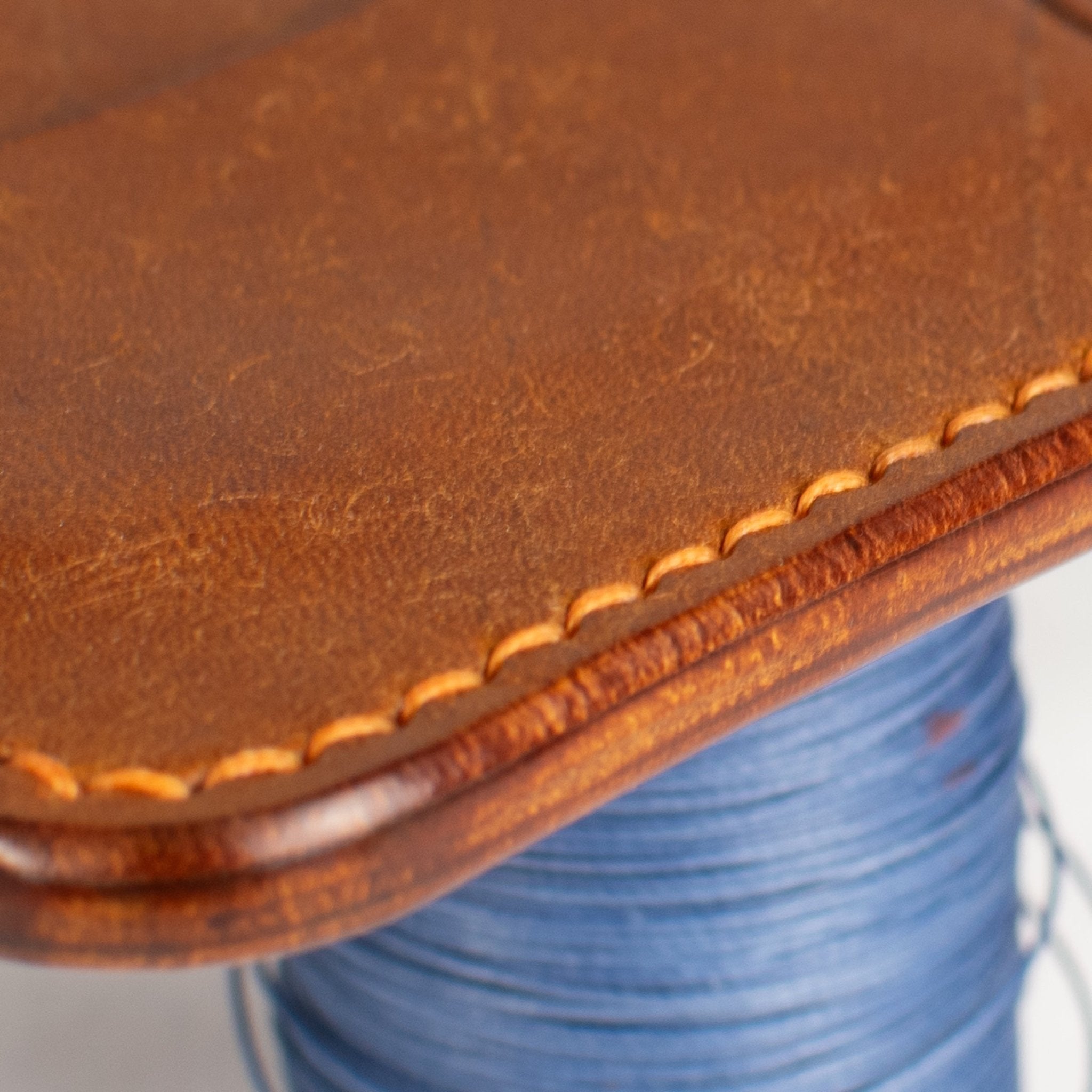 Dogwood Cardholder - Cognac Pueblo - Orange Thread - Lost Cove Leather
