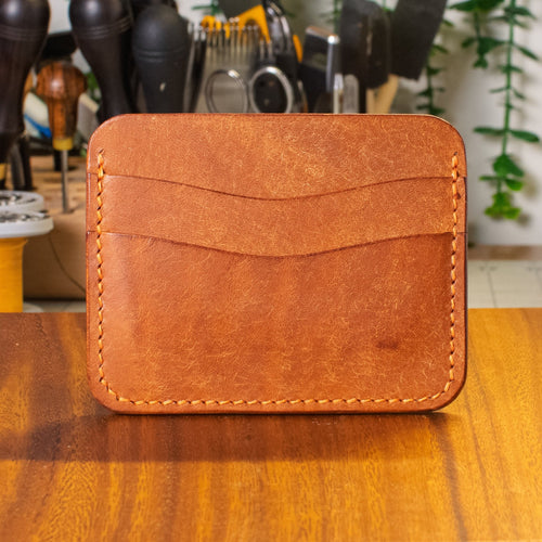 Dogwood Cardholder - Cognac Pueblo - Orange Thread - Lost Cove Leather