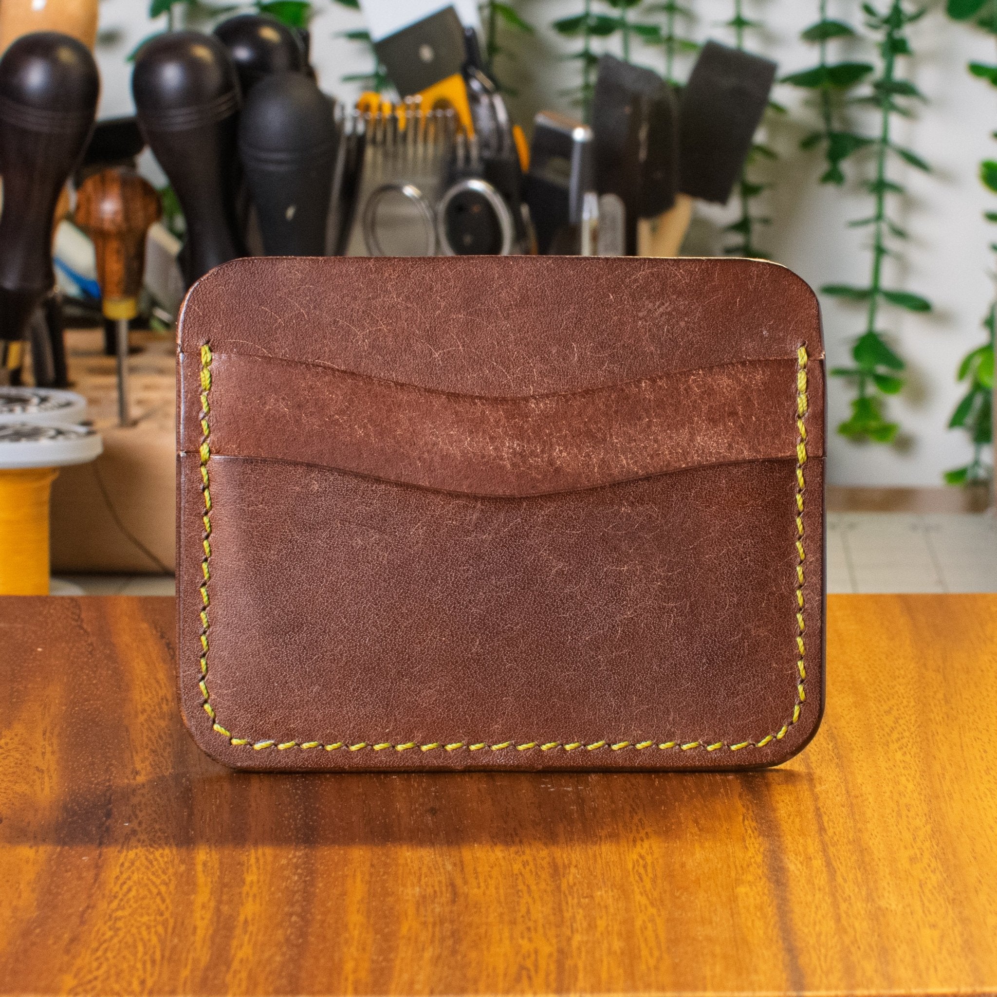 Dogwood Cardholder - Tobacco Pueblo - Pear Thread - Lost Cove Leather