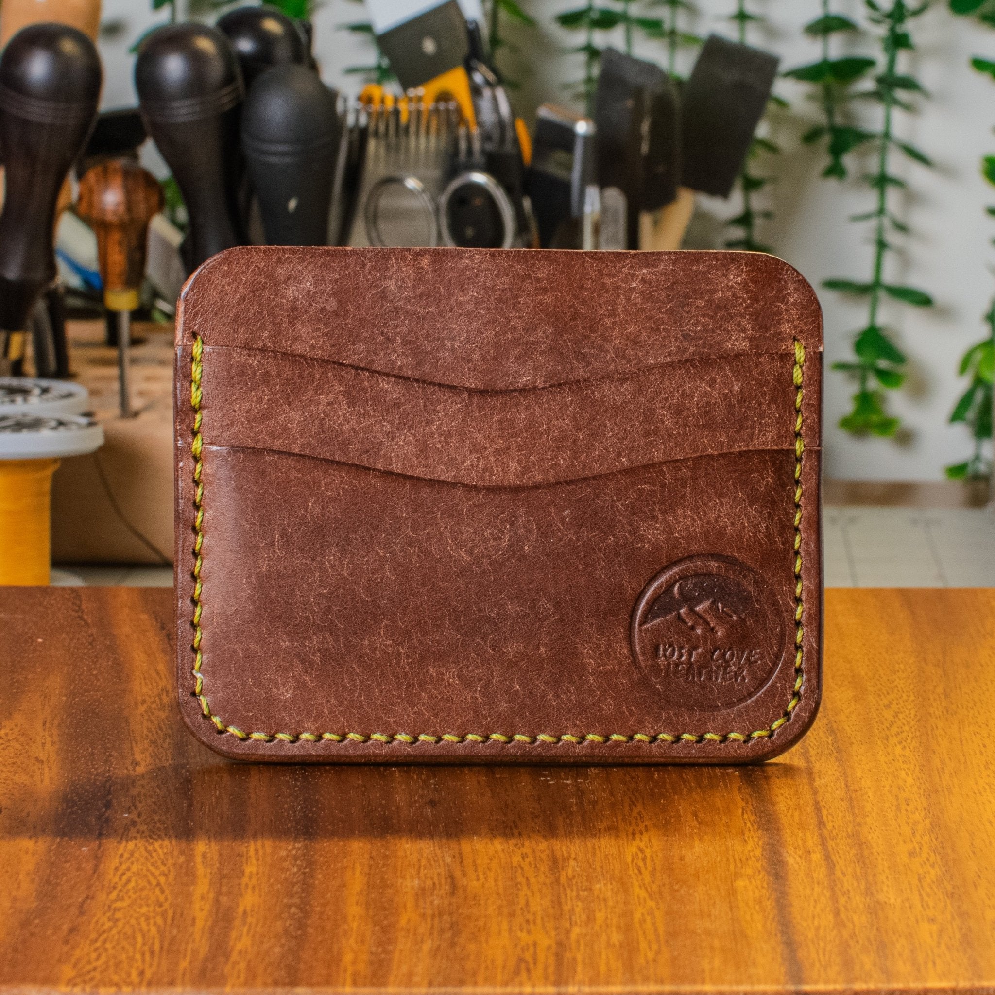 Dogwood Cardholder - Tobacco Pueblo - Pear Thread - Lost Cove Leather