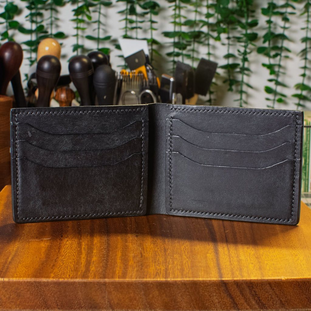 Hickory Bifold | Charcoal Pueblo | Black Thread - Lost Cove Leather