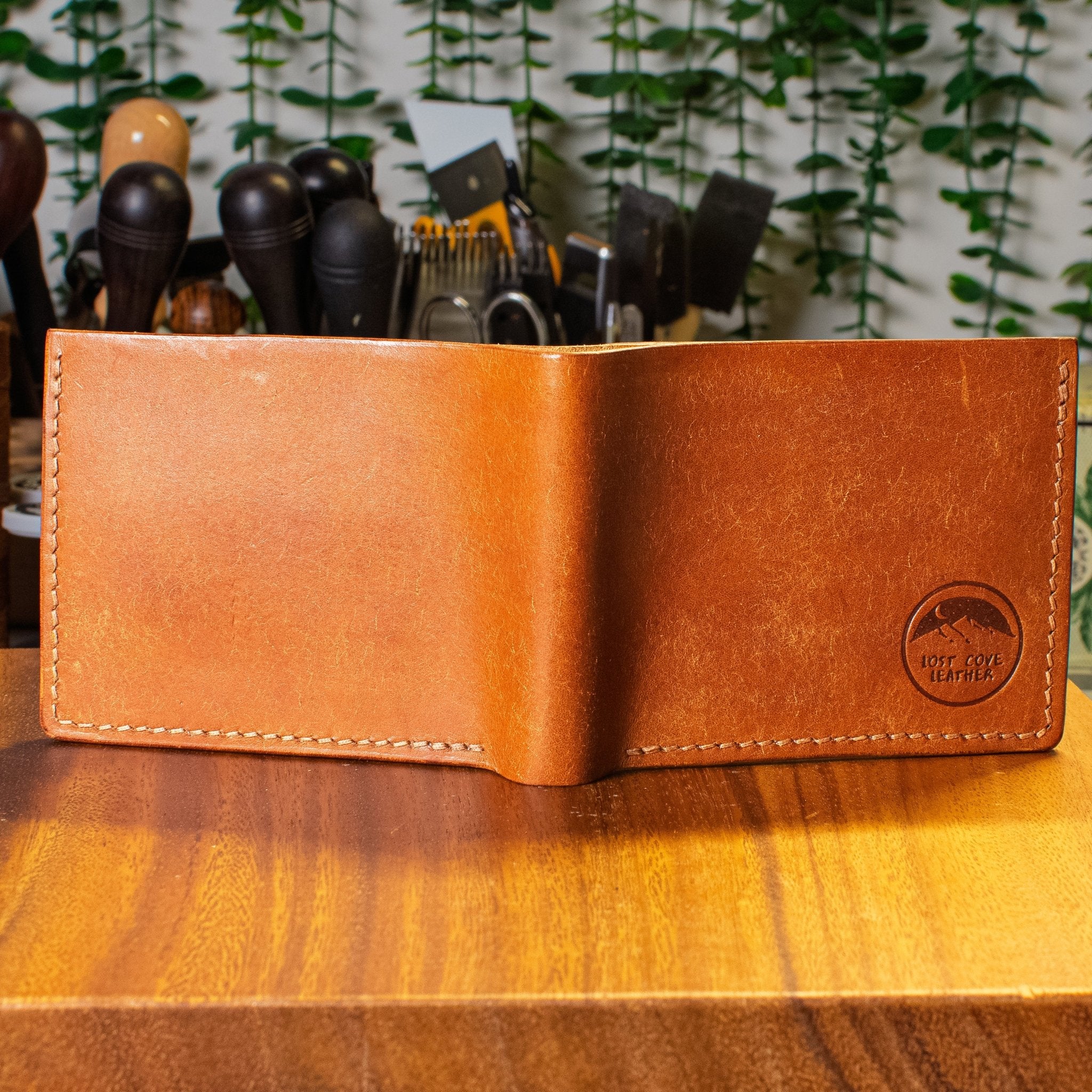 Hickory Bifold | Cognac Pueblo | Brown Thread - Lost Cove Leather