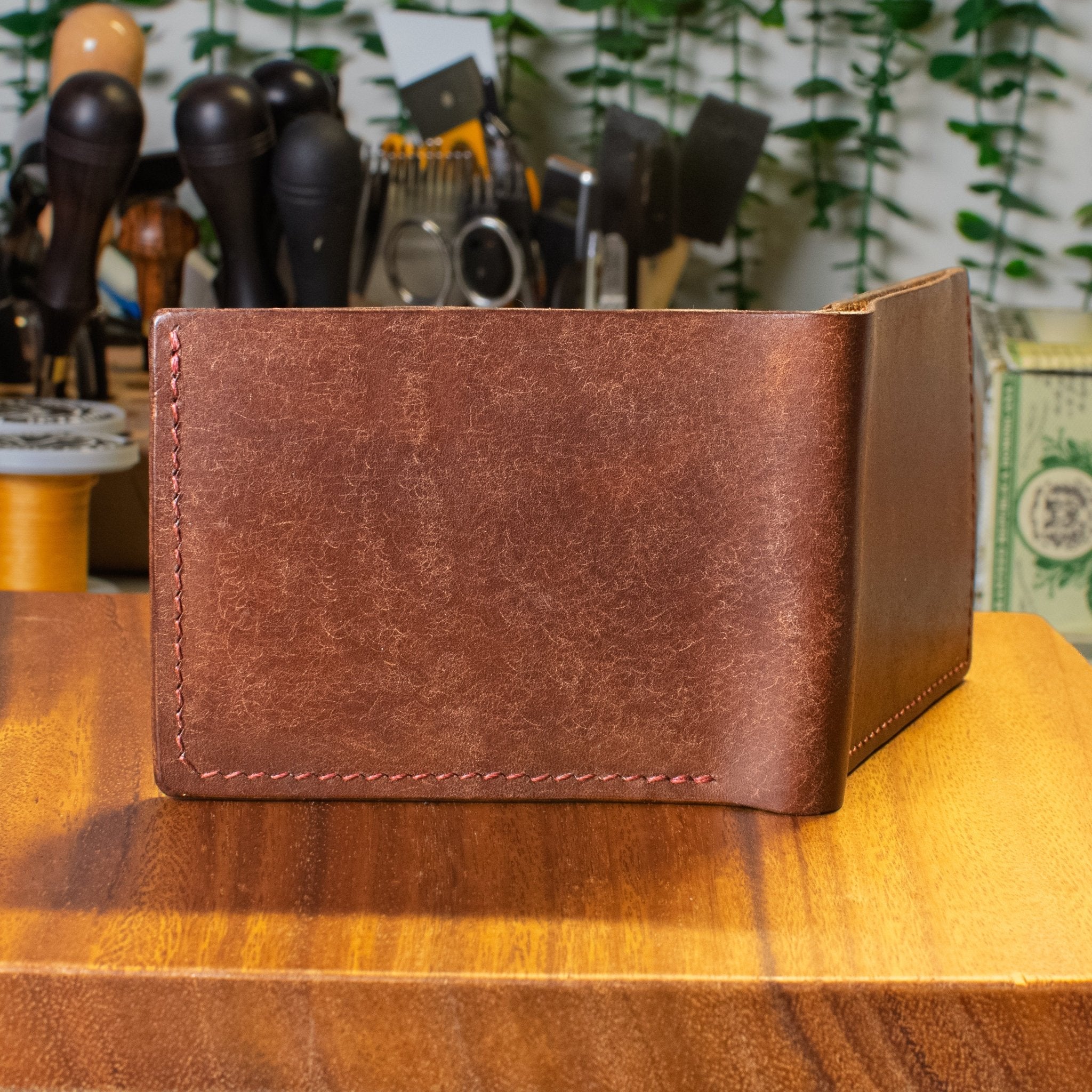 Hickory Bifold | Tobacco Pueblo | Red Thread - Lost Cove Leather