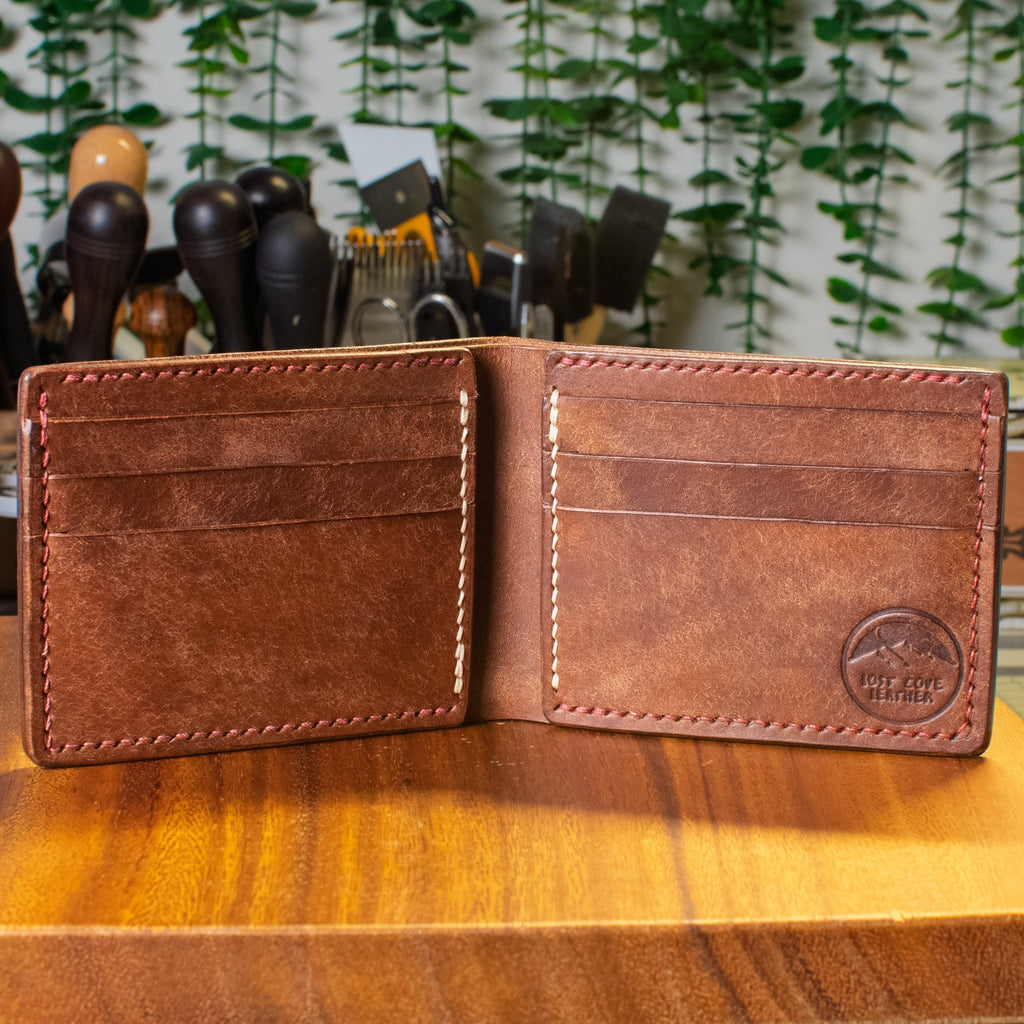 Hickory Bifold | Tobacco Pueblo | Red Thread - Lost Cove Leather